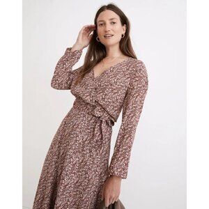 Madewell Tie-Front Wrap Top in Cottage Garden Small Floral Fairy Boho Preppy